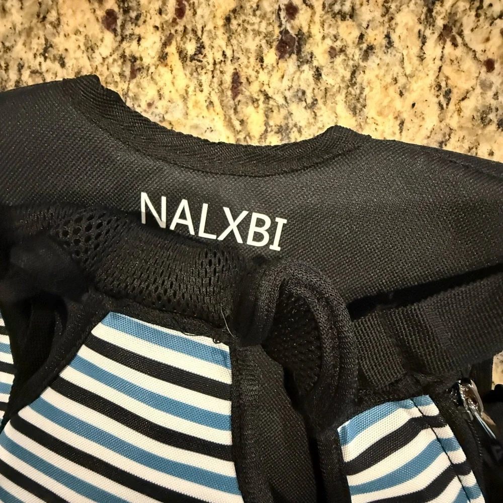 Black and Blue Striped pet Carrier
